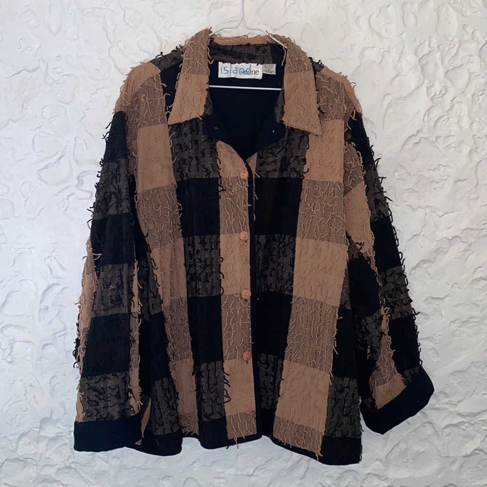 90s Island scene 3X textured button down